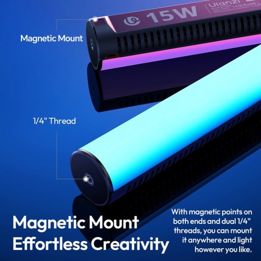 Ulanzi B15RGB 15W, fénycső, cseppálló, 1800-9000K, 3000mAh, mágneses