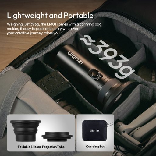 Ulanzi LM01 V2 LED lámpa, WRGB, zseblámpa, fókuszálható fény, 20db grafika, 7500mAh, állványmenet