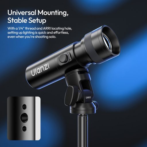 Ulanzi LM01 V2 LED lámpa, WRGB, zseblámpa, fókuszálható fény, 20db grafika, 7500mAh, állványmenet