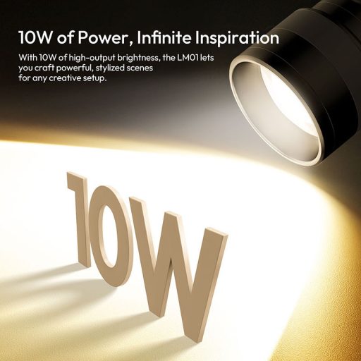 Ulanzi LM01 LED lámpa, WRGB, zseblámpa forma, fókuszálható fény, 20db grafika, 7500mAh, állványmenet