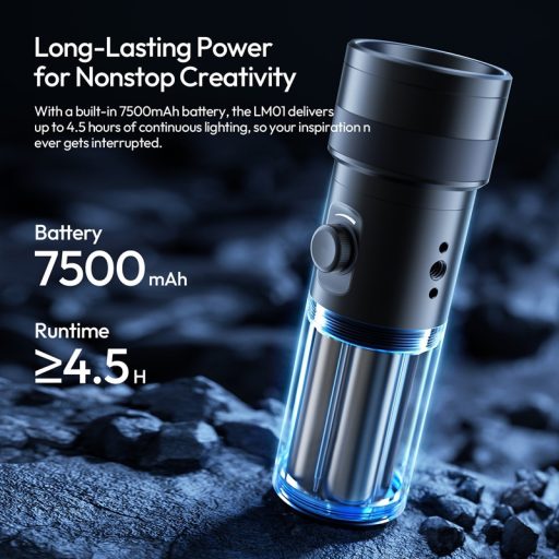 Ulanzi LM01 LED lámpa, WRGB, zseblámpa forma, fókuszálható fény, 20db grafika, 7500mAh, állványmenet