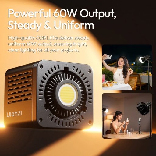 Ulanzi C60, 60W COB LED lámpa, 2500-6500K, 8 effekt, 3300mAh, mini Bowens