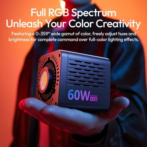 Ulanzi C60RGB, 60W RGB COB LED lámpa, 2500-6500K, 20 effekt, 3300mAh, mini Bowens