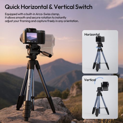 Ulanzi TT39 videó állvány, 42-155cm, 3kg teherbírás, Arca Swiss gyorscseretalp, telefontartó adapter