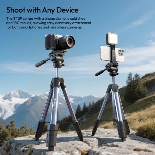 Ulanzi TT39 videó állvány, 42-155cm, 3kg teherbírás, Arca Swiss gyorscseretalp, telefontartó adapter