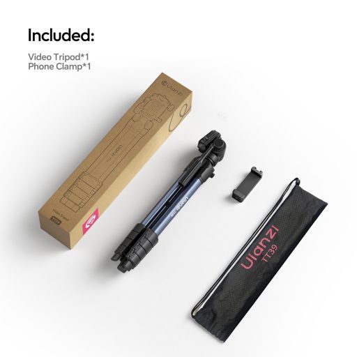 Ulanzi TT39 videó állvány, 42-155cm, 3kg teherbírás, Arca Swiss gyorscseretalp, telefontartó adapter
