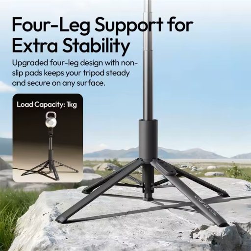 Ulanzi MT-86 automatikusan nyíló selfie állvány, monopod, telefontartó, 153cm, bluetooth, fekete