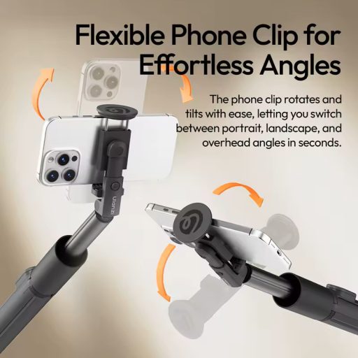 Ulanzi MT-86 automatikusan nyíló selfie állvány, monopod, telefontartó, 153cm, bluetooth, fekete