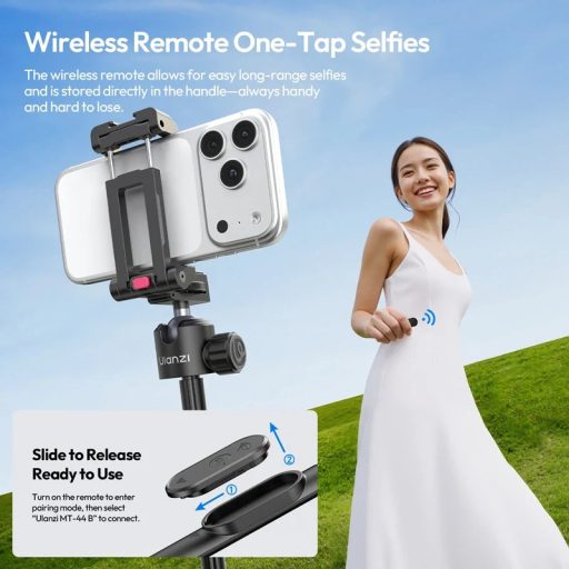 Ulanzi MT-44-2 automatikusan selfie állvány, monopod, telefontartó adapter, bluetooth, fekete