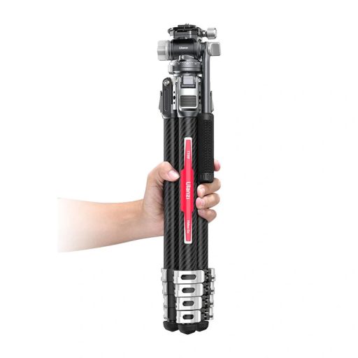 Ulanzi T033GBB1 TT09 karbon videóállvány, 142cm max magasság, 20kg teherbírás, arca swiss cseretalp