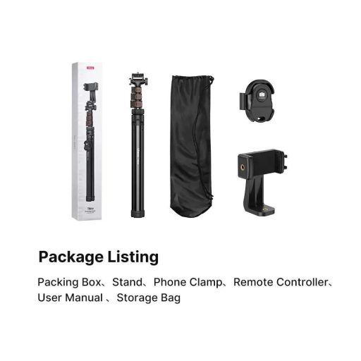 Ulanzi ZB64Z selfie állvány, monopod, telefontartó és bluetooth adapter, 160cm max magasság, fekete