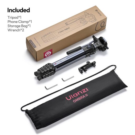 Ulanzi OMBRA II XINAG videó állvány, 157cm, fluid videófej, 3kg teherbírás, telefontartó adapter