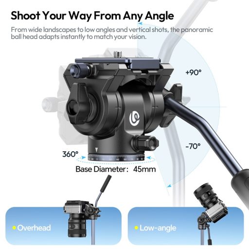 Ulanzi OMBRA II XINAG videó állvány, 157cm, fluid videófej, 3kg teherbírás, telefontartó adapter