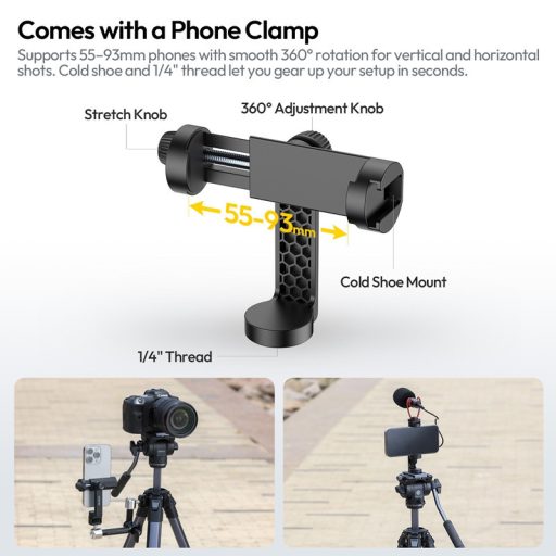 Ulanzi OMBRA II XINAG videó állvány, 157cm, fluid videófej, 3kg teherbírás, telefontartó adapter